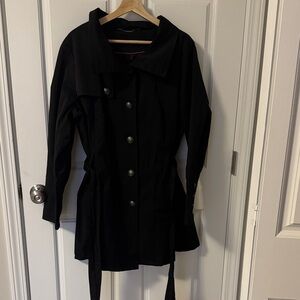 Black Rivet Women's Black Trench Coat